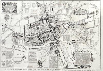 Frontispiece to Oxonia Antiqua Restaurata, a Birds Eye View of Oxford, Reduced Version of the Original by Ralph Agas, 1578, by Joseph Skelton by English School